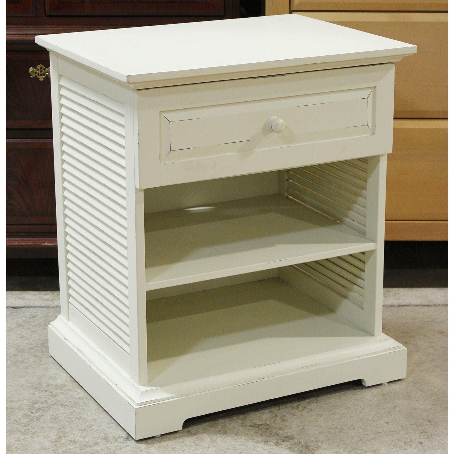 Pier 1 Imports Cream Nightstand w/Drawer - White - Thumbnail 3