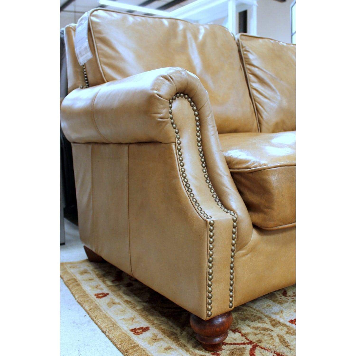 Classic Concepts 'Nicholas' Leather Sofa - Caramel - Thumbnail 3
