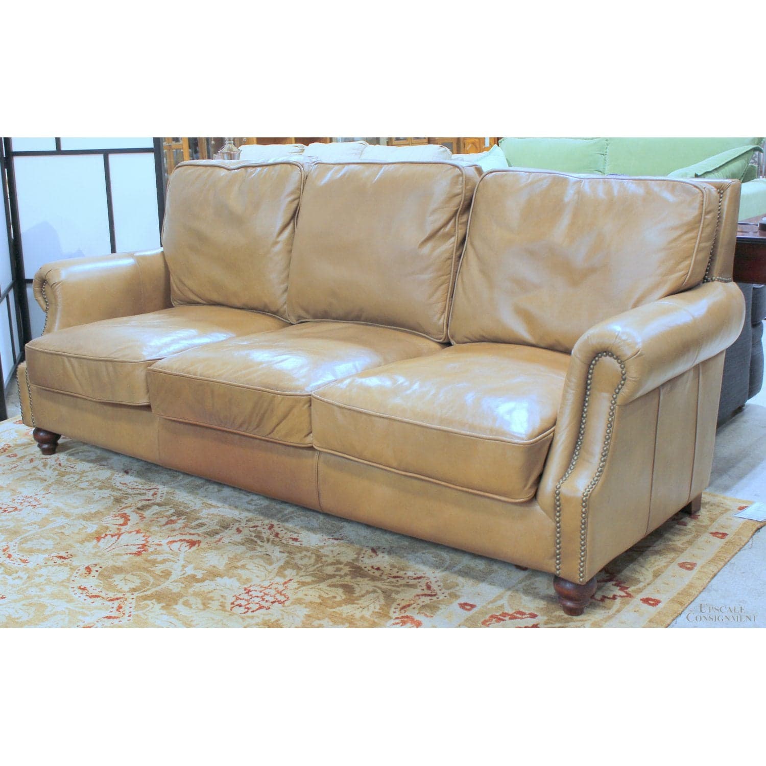 Classic Concepts 'Nicholas' Leather Sofa - Caramel - Thumbnail 2