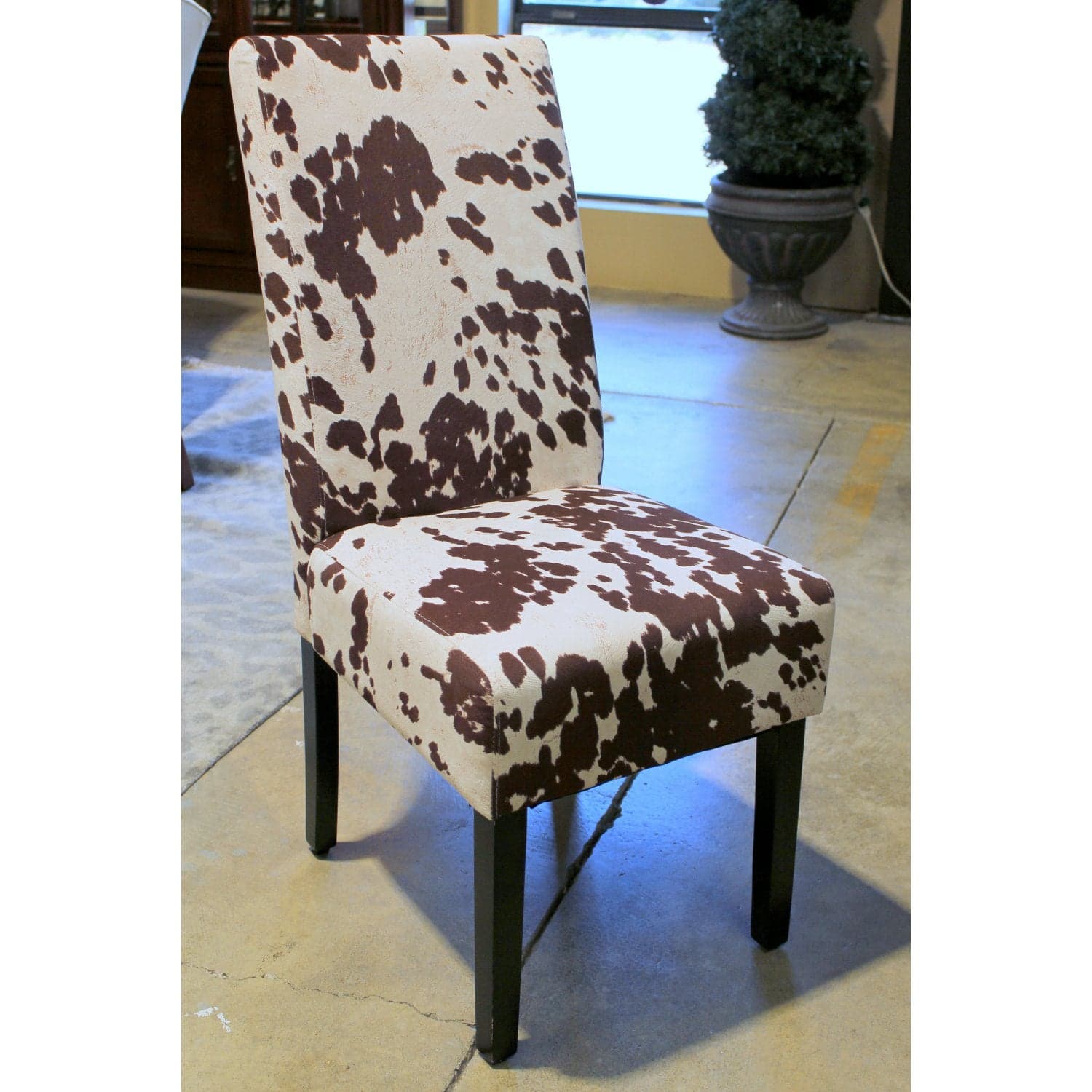 Solid Wood Distressed Dining Table w/6 Cowhide Print Chairs - Thumbnail 5