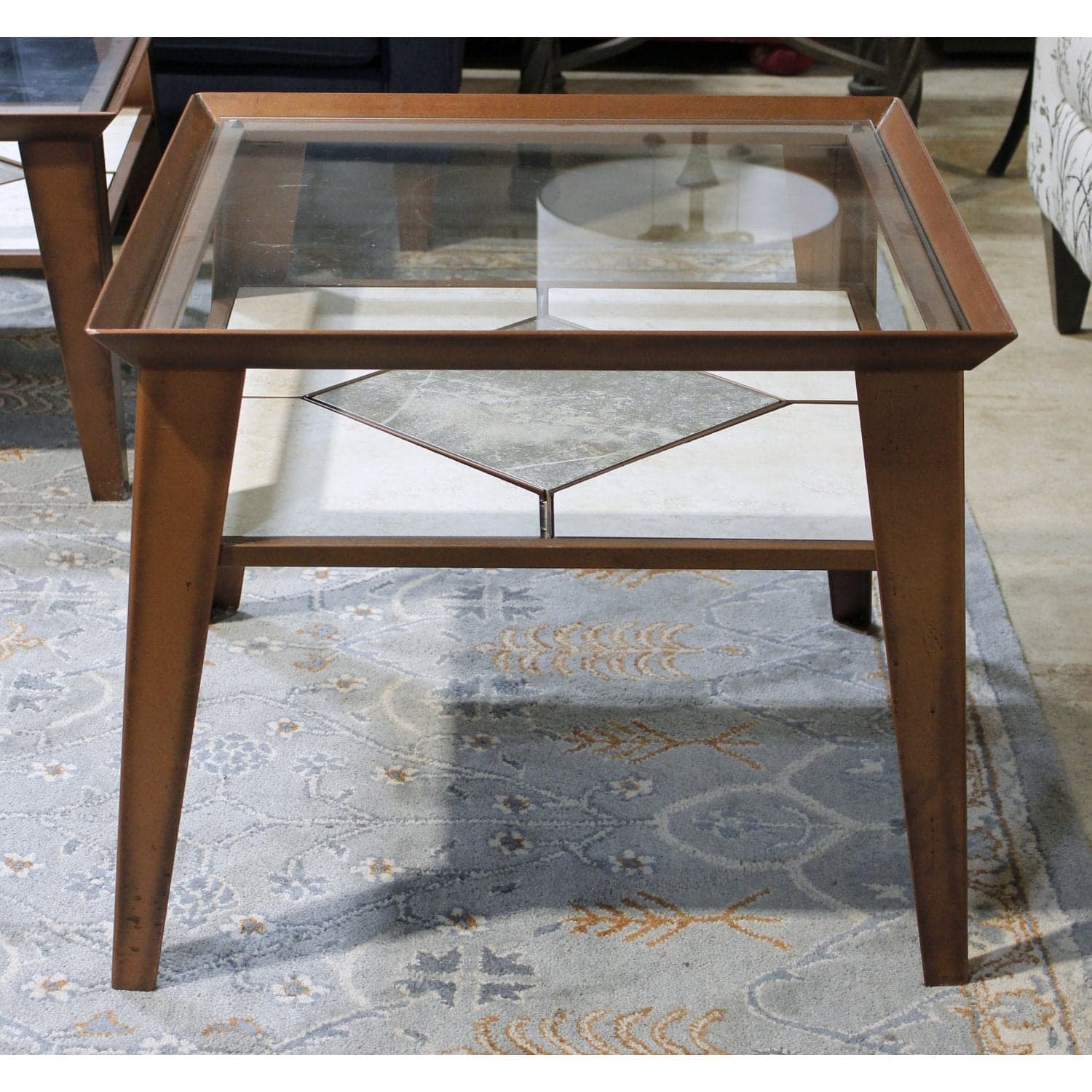 Ercol Furniture Glass Top End Table w/Tile - Bronze - Thumbnail 2