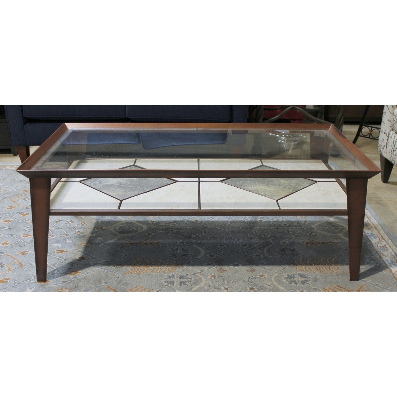 Ercol Furniture Glass Top Coffee Table w/Tile - Bronze - Thumbnail 2