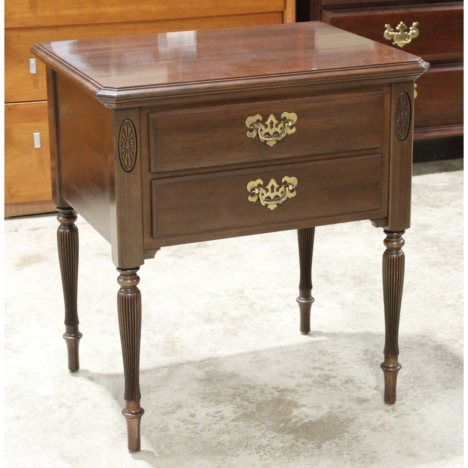 Ethan Allen 2 Drawer Mahogany Nightstand - Thumbnail 3