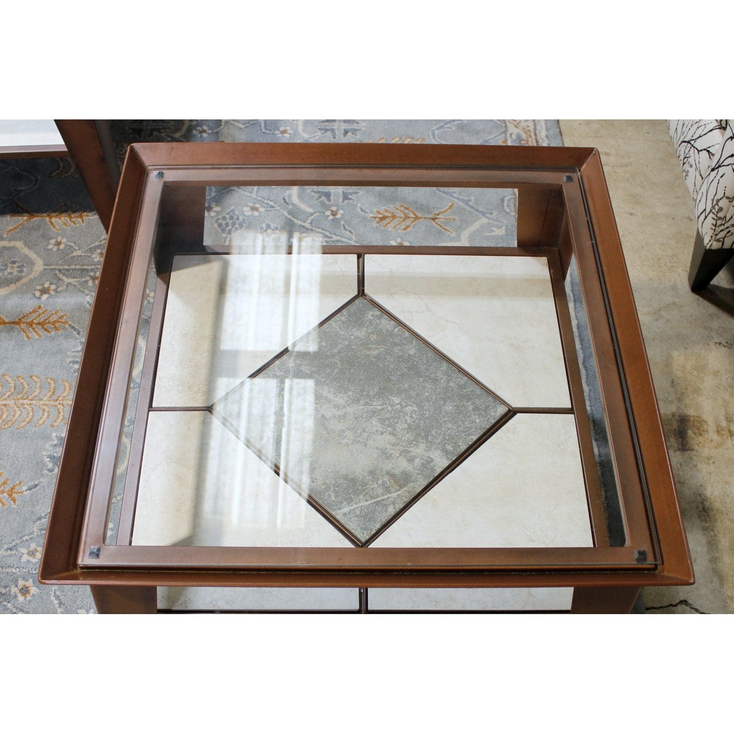 Ercol Furniture Glass Top End Table w/Tile - Bronze - Thumbnail 3