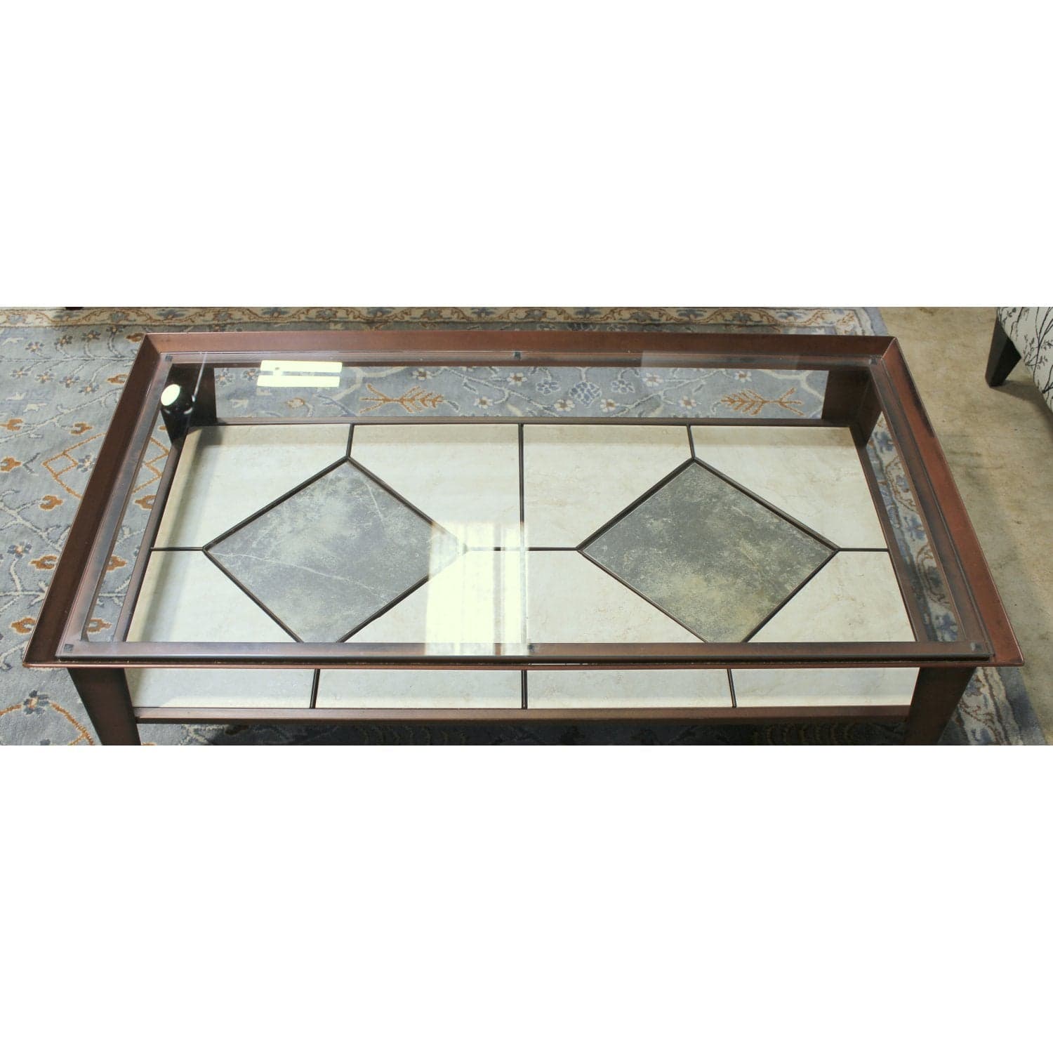 Ercol Furniture Glass Top Coffee Table w/Tile - Bronze - Thumbnail 3