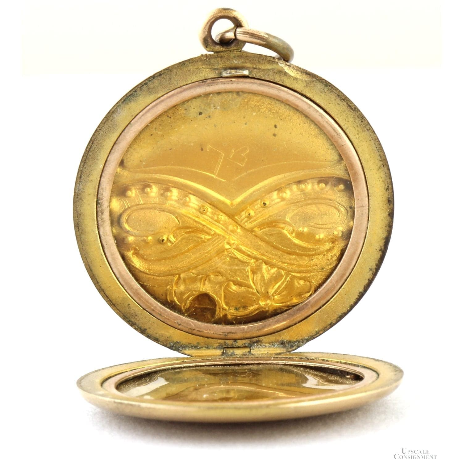Late Victorian Wightman & Hough Gold-Filled Locket with Black Paste Stones - 1.1875" diameter - Thumbnail 4
