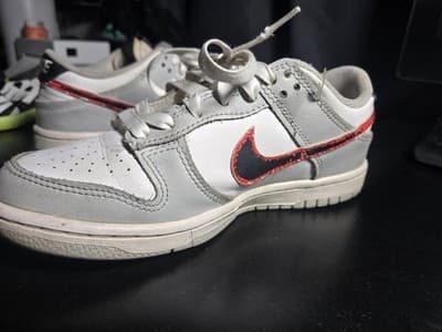 Nike Dunk Low Colorblock White Gray Red Sneakers Skateboarding Casual Athletic - Thumbnail 3