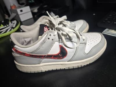 Nike Dunk Low Colorblock White Gray Red Sneakers Skateboarding Casual Athletic