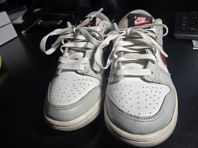Nike Dunk Low Colorblock White Gray Red Sneakers Skateboarding Casual Athletic - Thumbnail 8