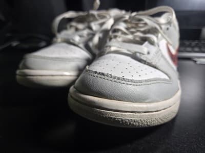 Nike Dunk Low Colorblock White Gray Red Sneakers Skateboarding Casual Athletic - Thumbnail 6