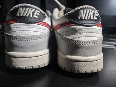 Nike Dunk Low Colorblock White Gray Red Sneakers Skateboarding Casual Athletic - Thumbnail 5