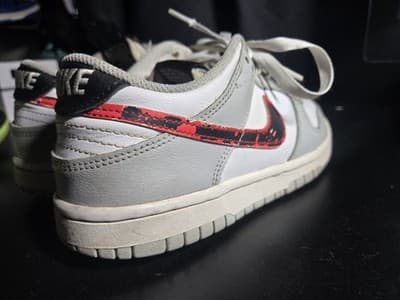 Nike Dunk Low Colorblock White Gray Red Sneakers Skateboarding Casual Athletic - Thumbnail 2