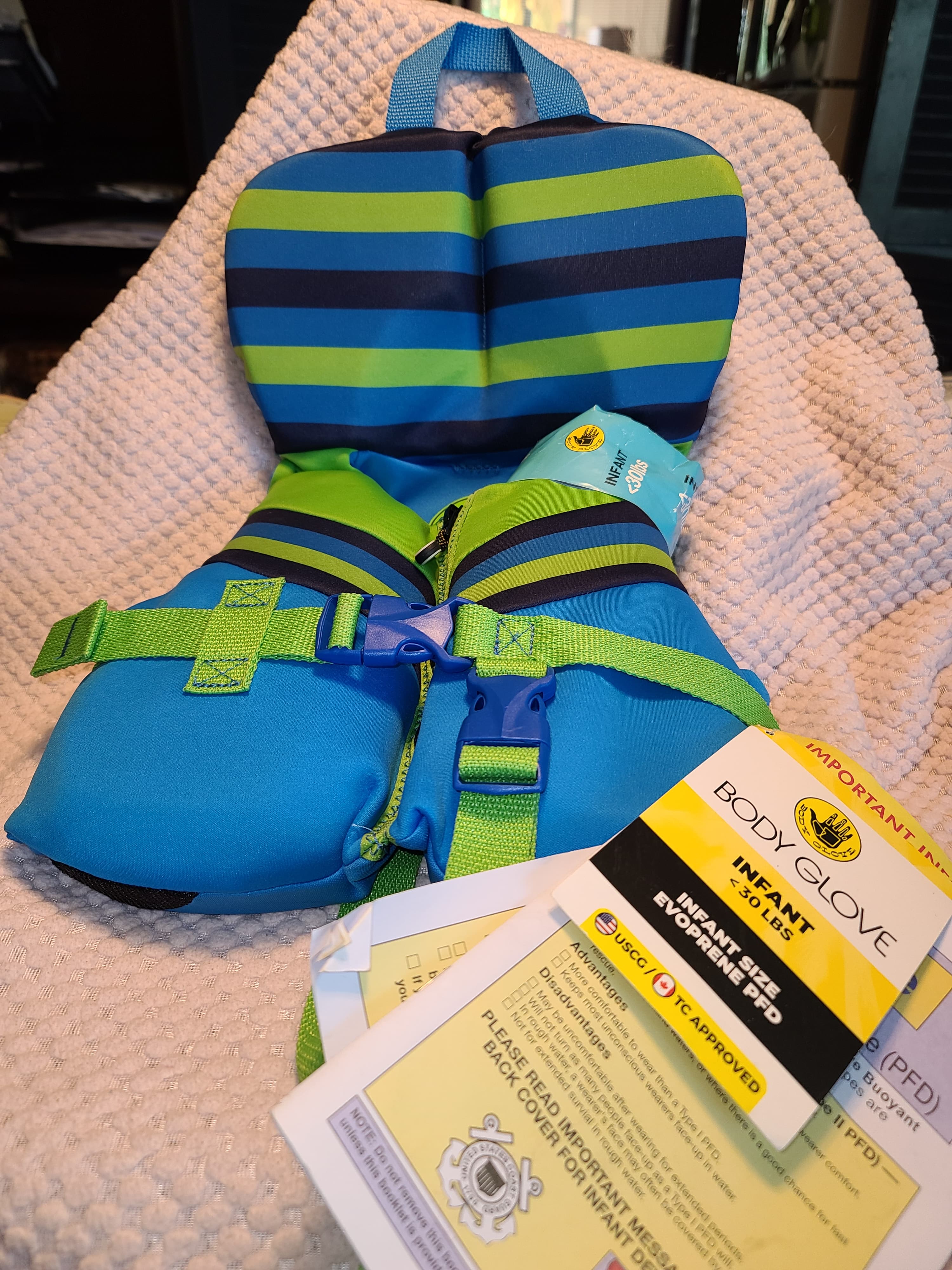 Body Glove Infant Life Jacket Blue Green Up to 30 lbs - Thumbnail 2