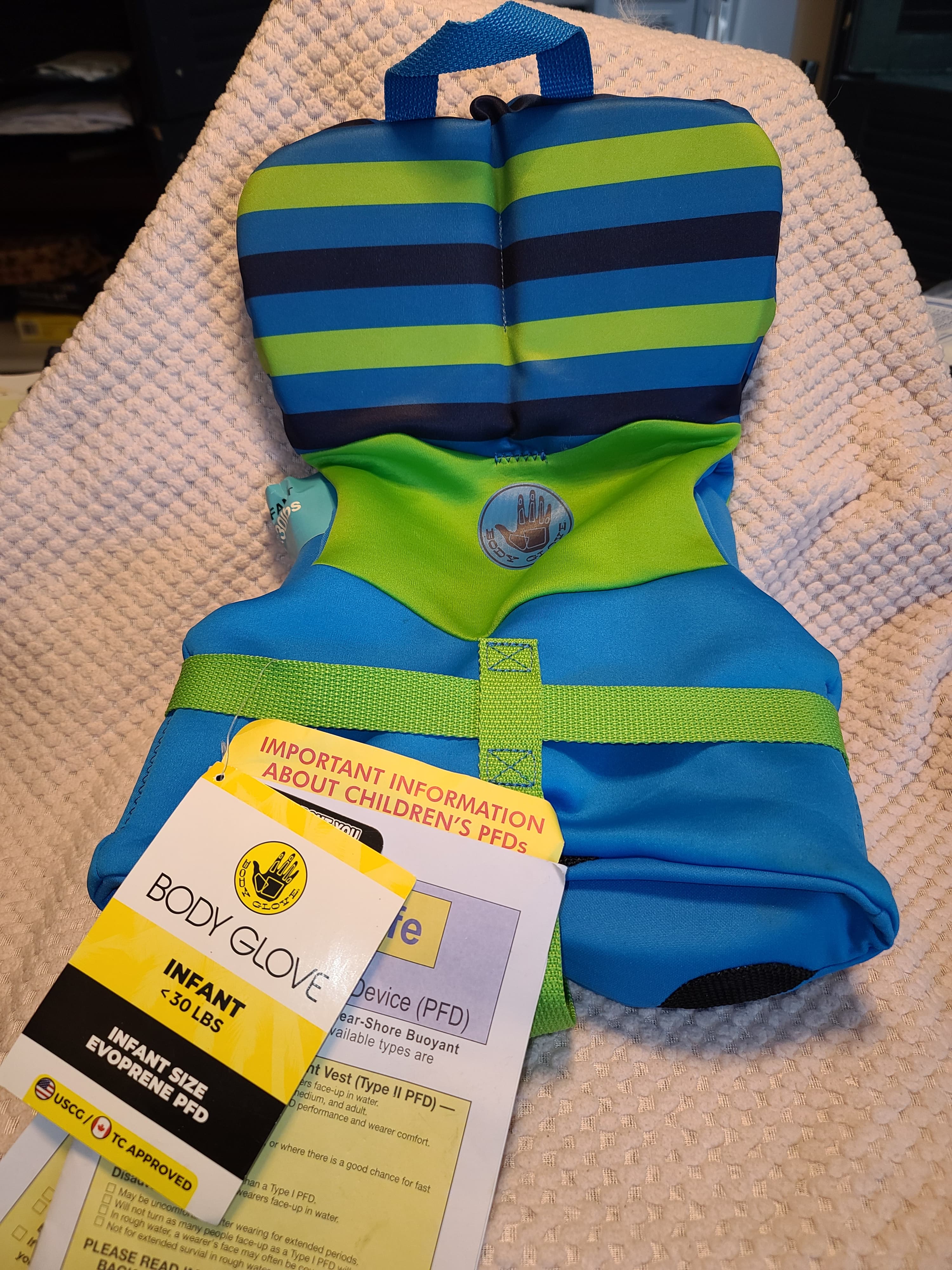 Body Glove Infant Life Jacket Blue Green Up to 30 lbs - Thumbnail 4
