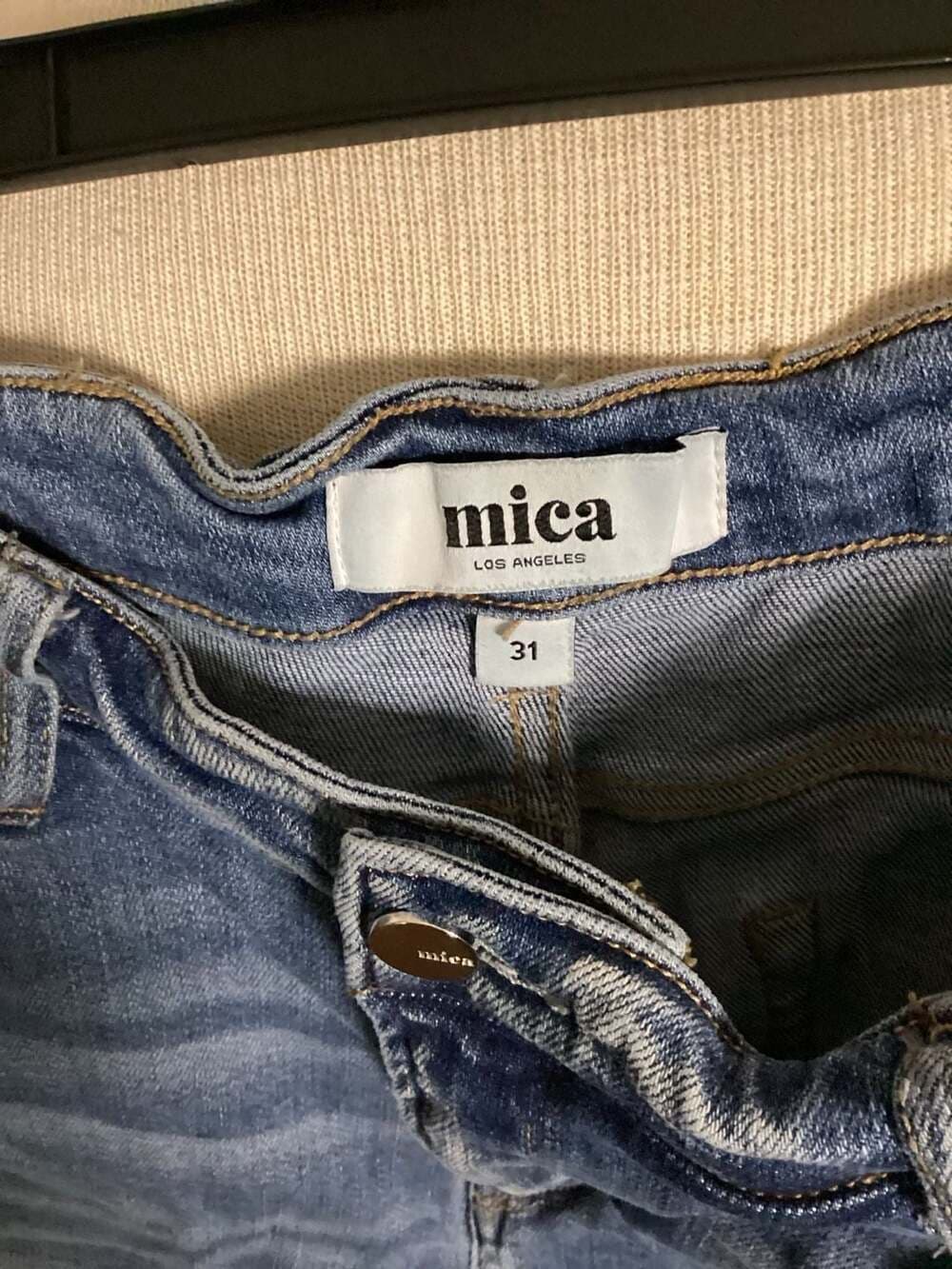 Mica Los Angeles Distressed Straight Leg Jeans Size 31 - Thumbnail 3