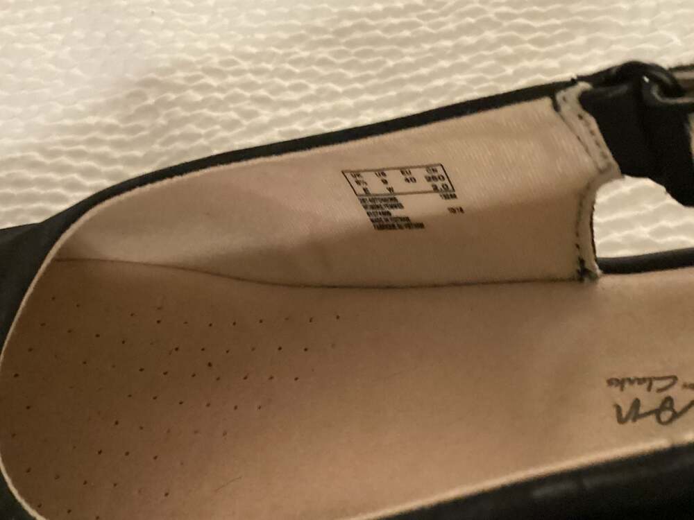 Clarks Collection Jillian Pearl Black Peep Toe Slingback Wedge Sandals Size 9 - Thumbnail 4