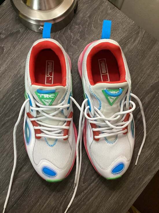 Puma TRC Blaze Neon White Multi-Color Sneakers Size US 7.5 - Thumbnail 8
