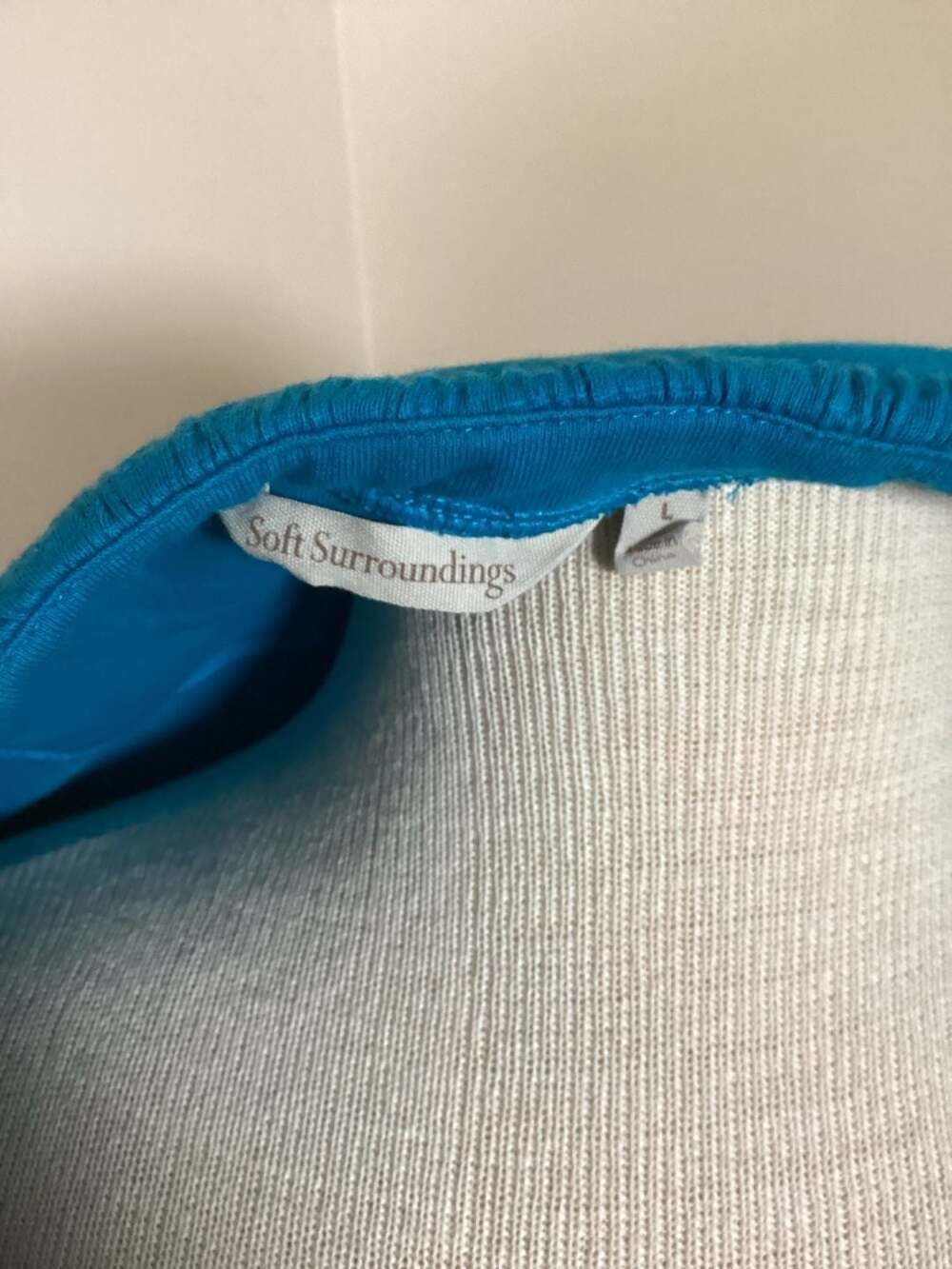 Soft Surroundings Teal Blue Ruched Hem & Pocket Pullover Sweatshirt - Thumbnail 3
