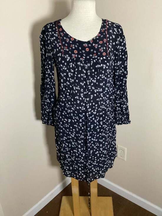 Velvet by Graham & Spencer Navy Floral Long Sleeve Dress Size S - Thumbnail 4