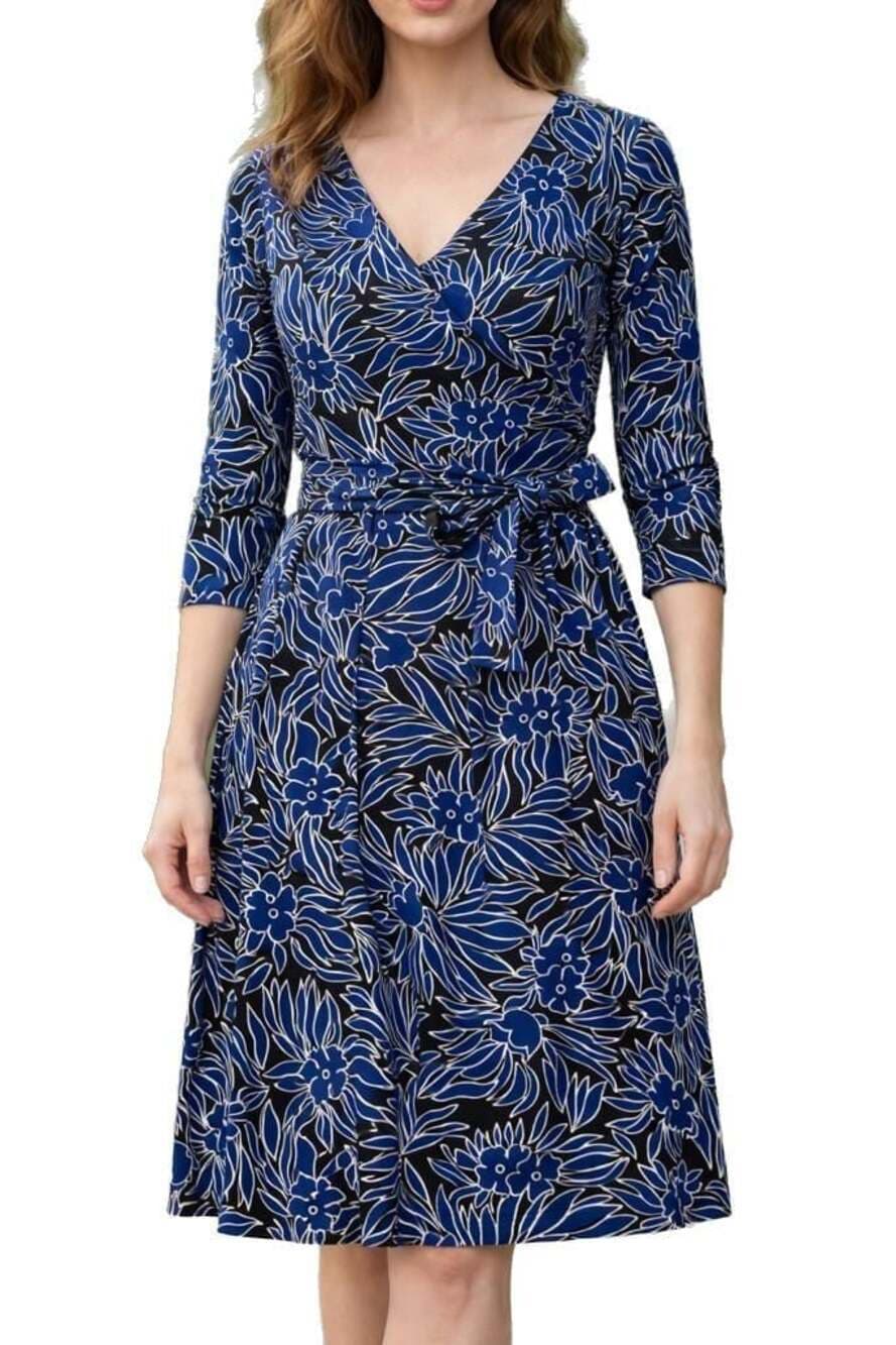 Diane von Furstenberg Julian Blue Floral Wrap Dress Size 0 - Thumbnail 4
