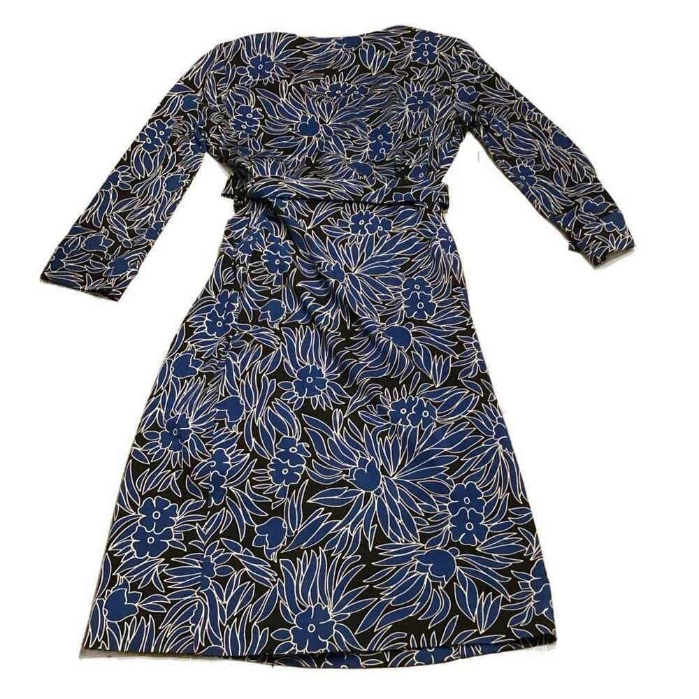 Diane von Furstenberg Julian Blue Floral Wrap Dress Size 0 - Thumbnail 3
