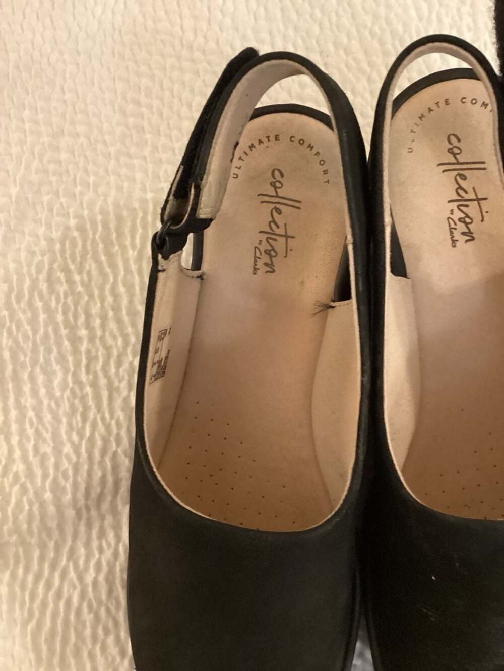 Clarks Collection Jillian Pearl Black Peep Toe Slingback Wedge Sandals Size 9 - Thumbnail 3