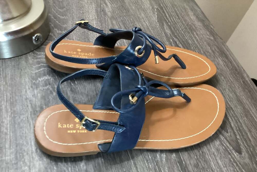 Kate Spade Carolina Navy Leather Thong Sandals with Bow Detail - Thumbnail 4