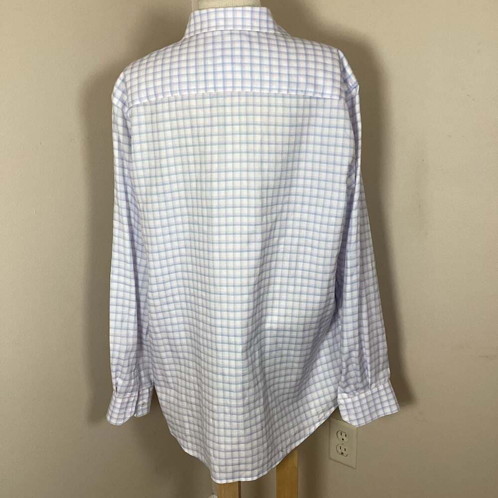 Johnston & Murphy Blue Plaid Linen Blend Button Down Shirt Size L - Thumbnail 3