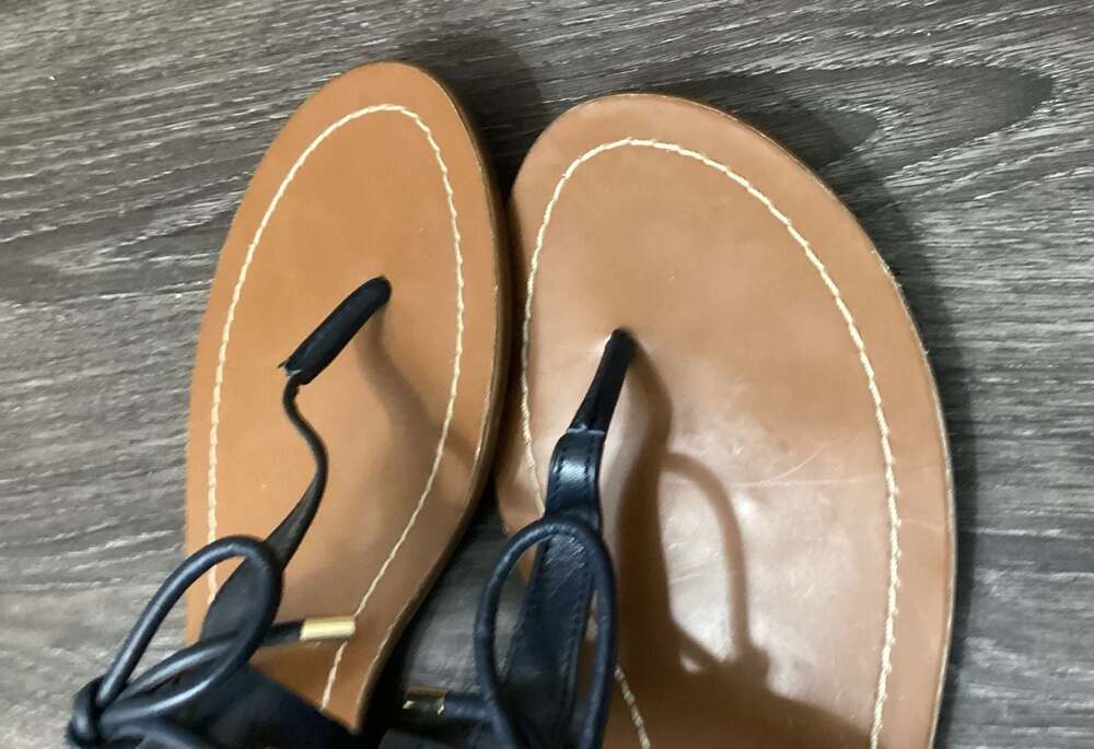 Kate Spade Carolina Navy Leather Thong Sandals with Bow Detail - Thumbnail 3