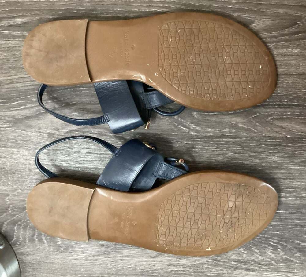 Kate Spade Carolina Navy Leather Thong Sandals with Bow Detail - Thumbnail 5