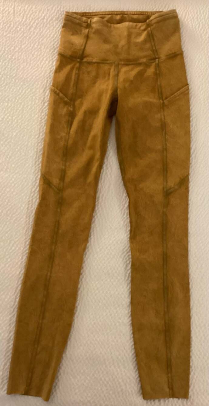 Lululemon Fast and Free High-Rise Tight 25" Crackle Wash Gold Spice Size 2 - Thumbnail 4