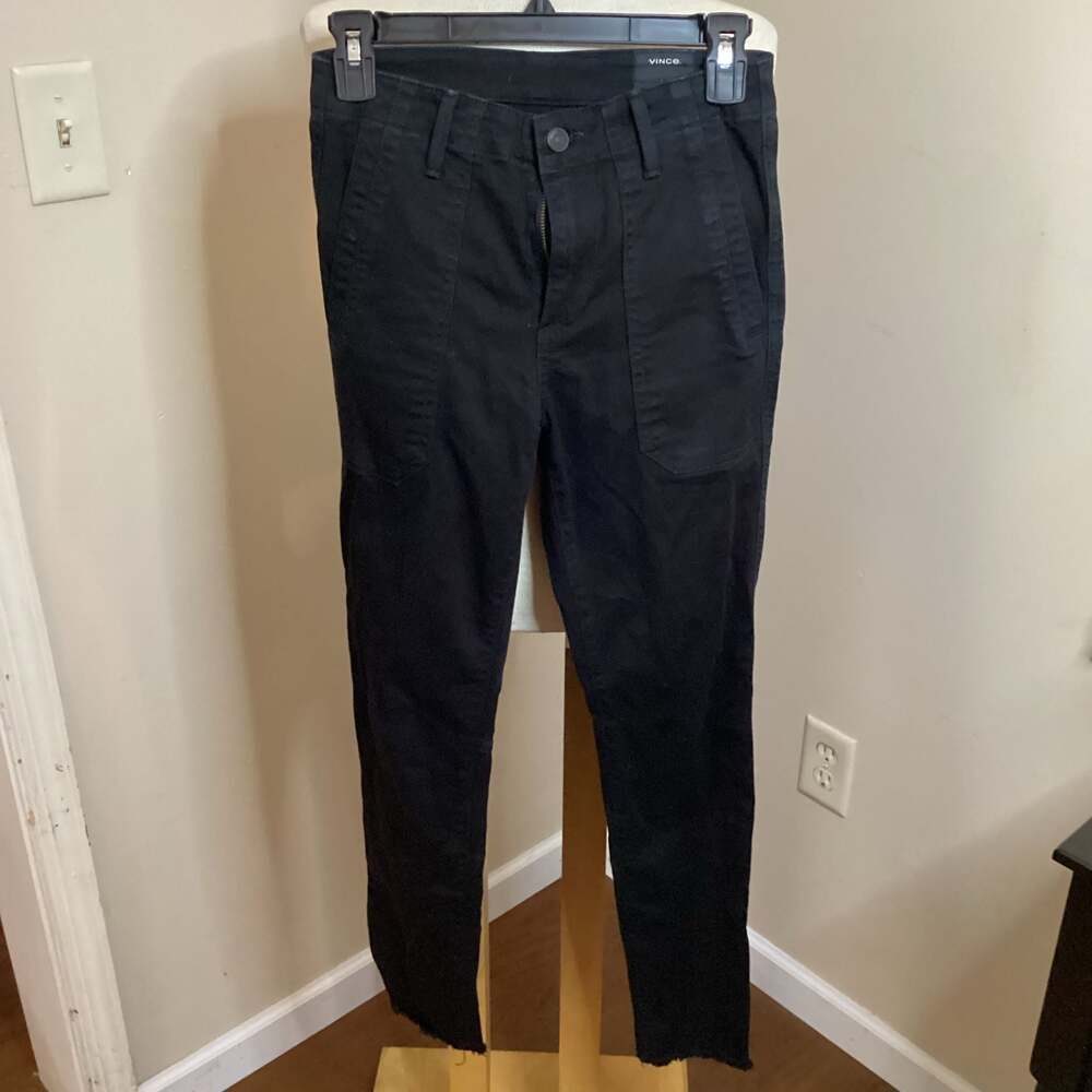 Vince Skinny Military Stretch Twill Slim Ankle Pants in Black - Thumbnail 3