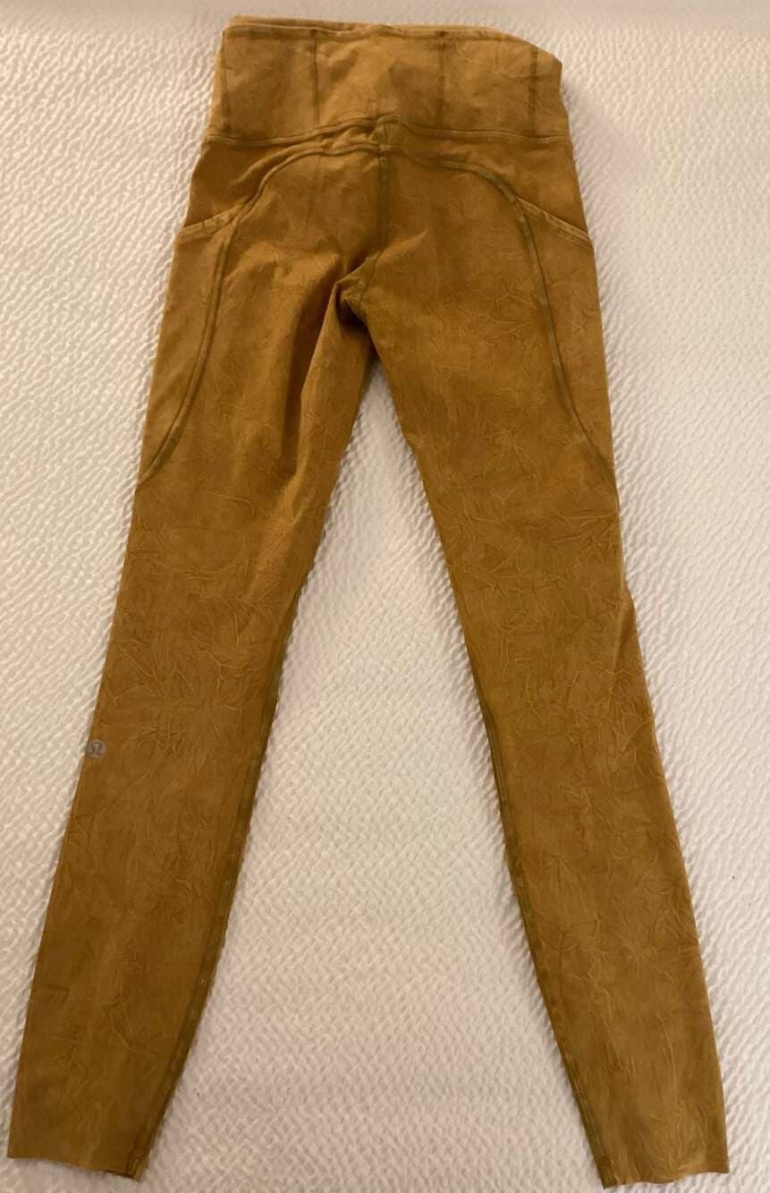 Lululemon Fast and Free High-Rise Tight 25" Crackle Wash Gold Spice Size 2 - Thumbnail 3