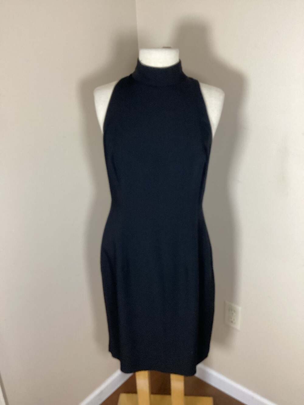 Donna Ricco Vintage Little Black Dress Sheer Mesh Back with Satin Bows - Thumbnail 4