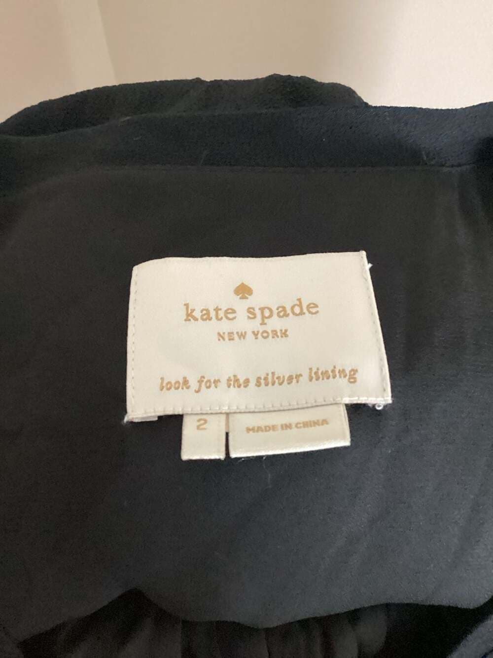 Kate Spade New York Black Flutter Sleeve V-Neck Elastic Waist Dress, Size 2 - Thumbnail 2