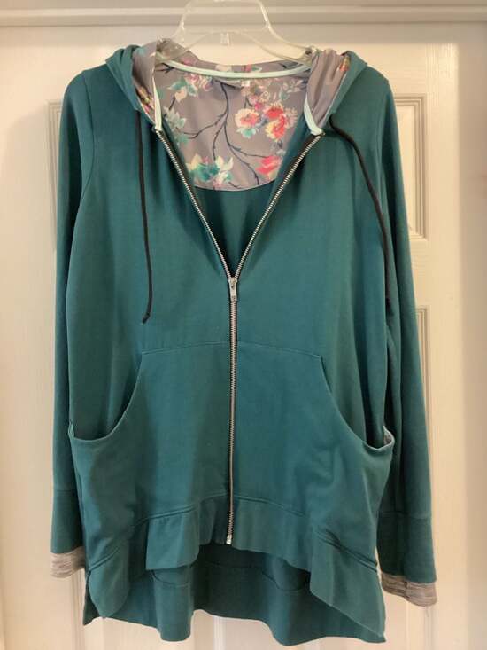 Majamas Audre Maternity Nursing Hooded Full Zip Jacket Floral Trim - Thumbnail 4