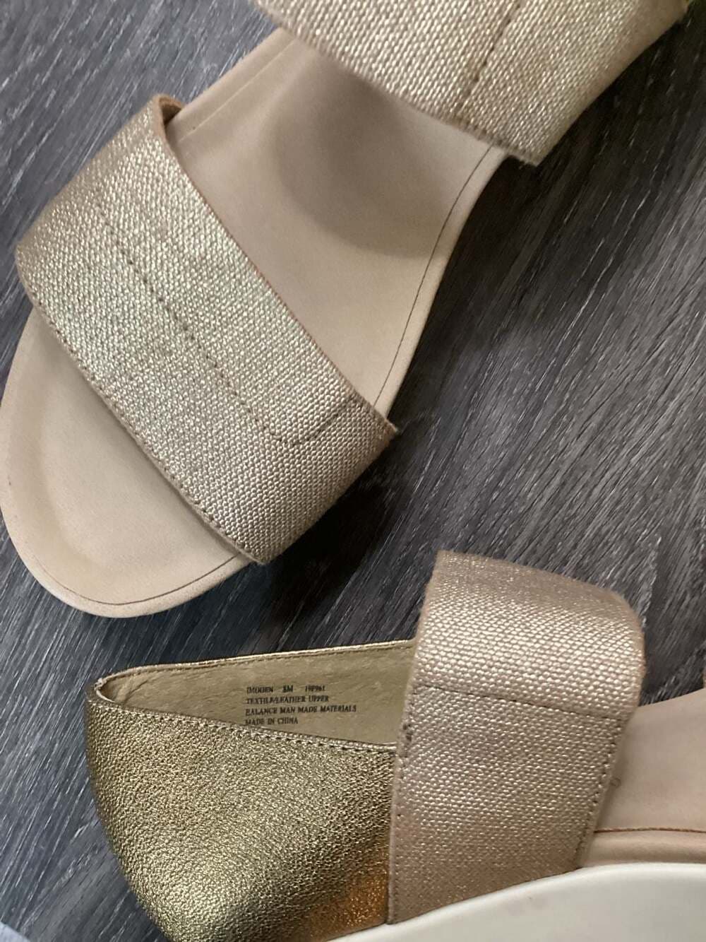Nicole Imogen Gold Metallic Wedge Elastic Strap Sandals - Thumbnail 3