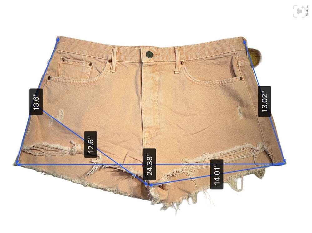 GRLFRND Cindy High-Rise Distressed Denim Shorts in Pink - Thumbnail 4