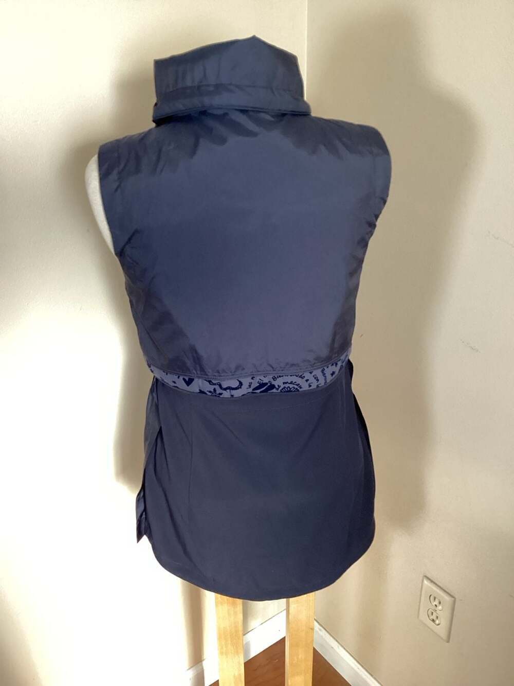 Macaw Sports Navy Blue Graphic Print Cinched Waist Vest Size 90 - Thumbnail 2