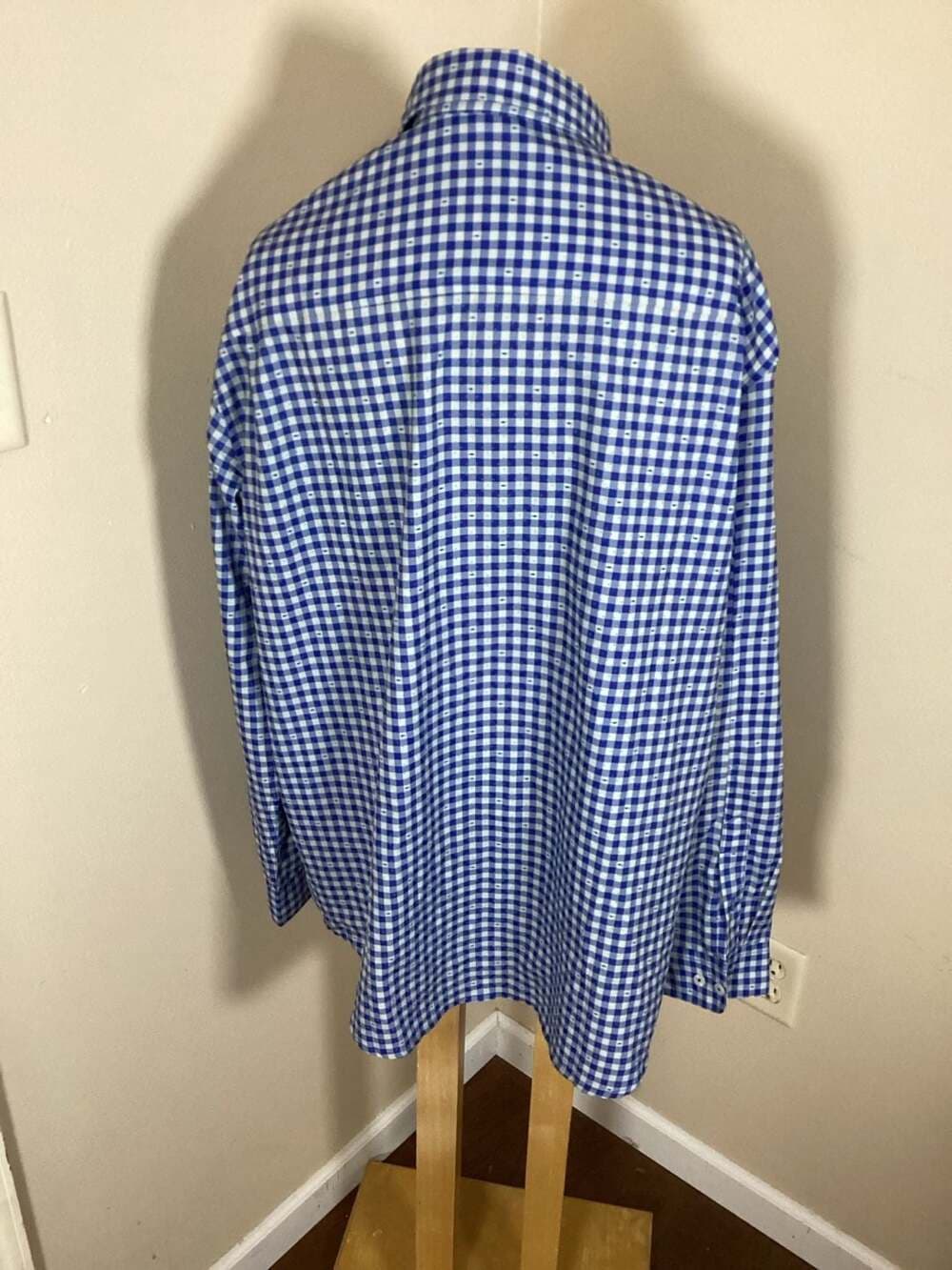 Huk Tide Point Long Sleeve Gingham Fishing Shirt Blue White Size XL - Thumbnail 2