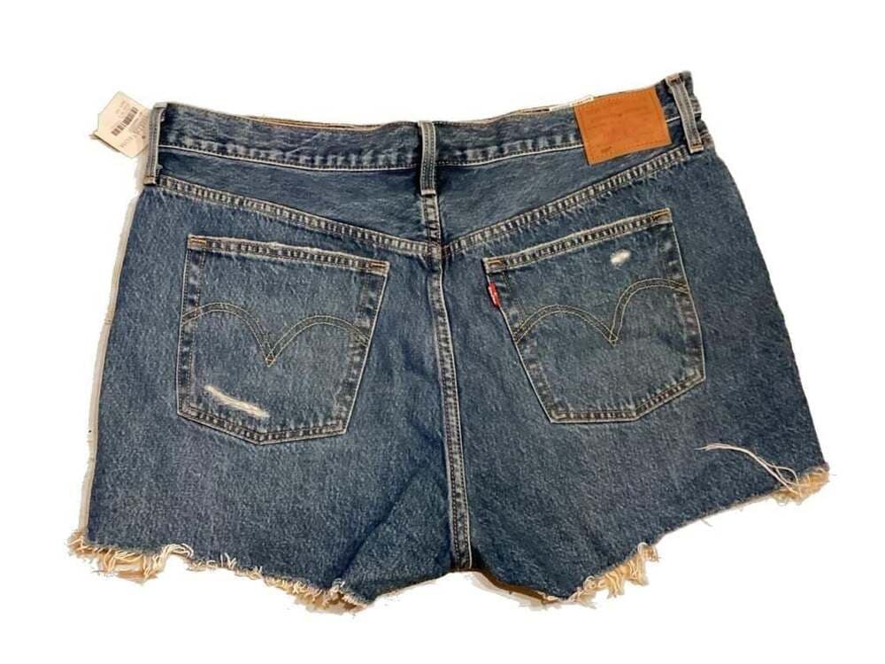 Levi's 501 Original Fit High-Rise Distressed Denim Cutoff Shorts - Thumbnail 4
