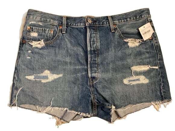 Levi's 501 Original Fit High-Rise Distressed Denim Cutoff Shorts - Thumbnail 5