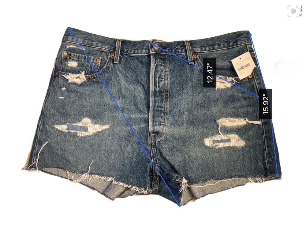 Levi's 501 Original Fit High-Rise Distressed Denim Cutoff Shorts - Thumbnail 3