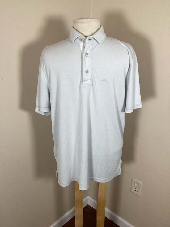 Tommy Bahama Men's Short Sleeve Polo Shirt Light Blue Size Small - Thumbnail 4