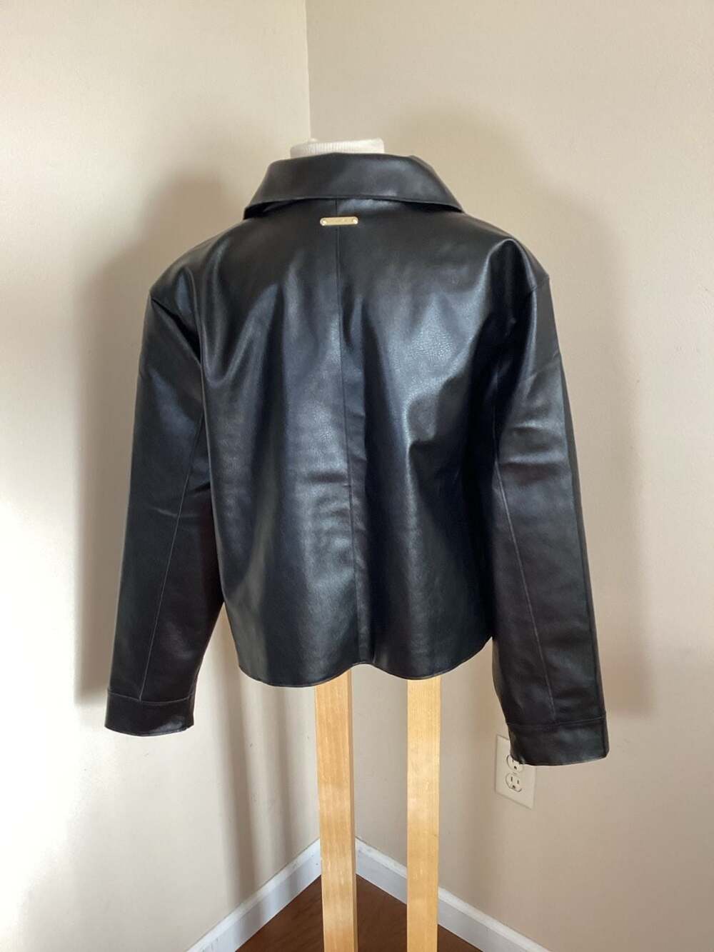 Jason Wu Black Faux Leather Button Front Jacket with Flap Pockets, Size L - Thumbnail 2