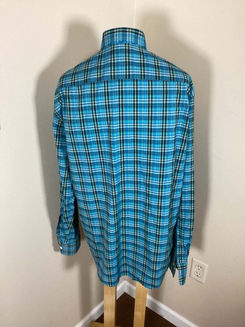 Peter Millar Summer Comfort Blue Green Plaid Long Sleeve Button Down Shirt Size - Thumbnail 2