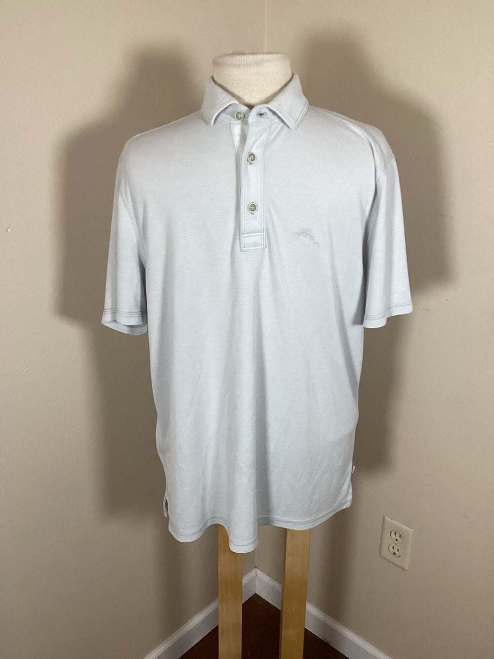 Tommy Bahama Men's Short Sleeve Polo Shirt Light Blue Size Small - Thumbnail 3