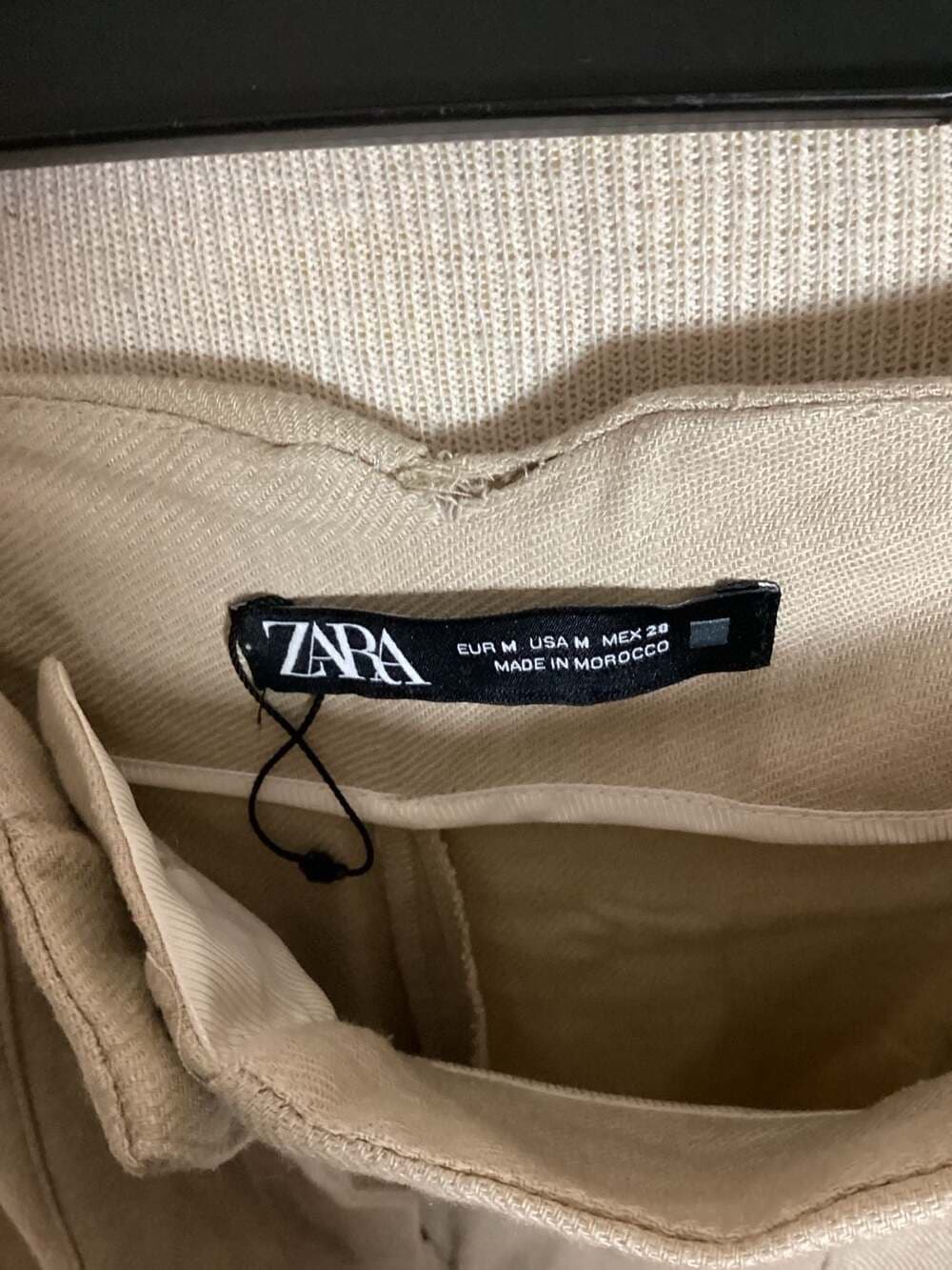 Zara High-Waisted Wide-Leg Linen Blend Trousers Beige Size M - Thumbnail 3