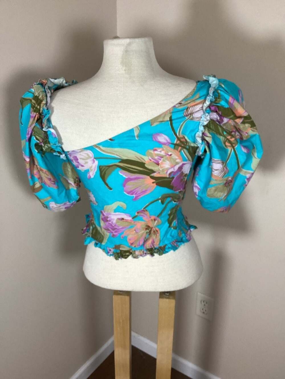 Love The Label Maryelle Top Bibi Print Floral Smocked Puff Sleeve Blouse - Thumbnail 2