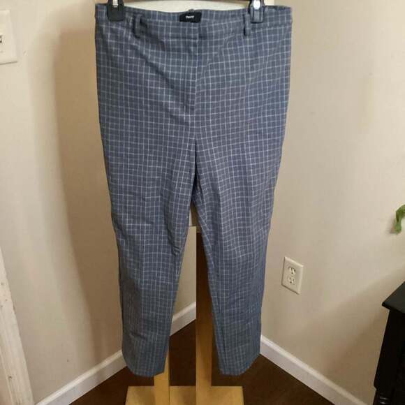 Theory Classic Slim Cropped Pant Grey Multi Precision Grid - Thumbnail 4